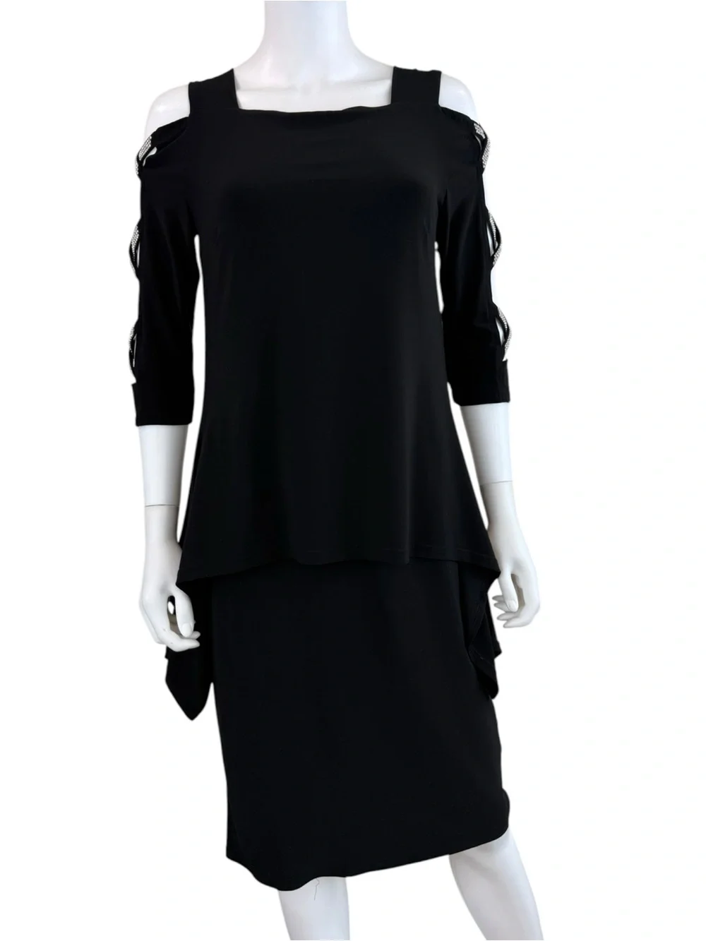 Joseph Ribkoff Black Midi Cocktail Dress Size S L0784